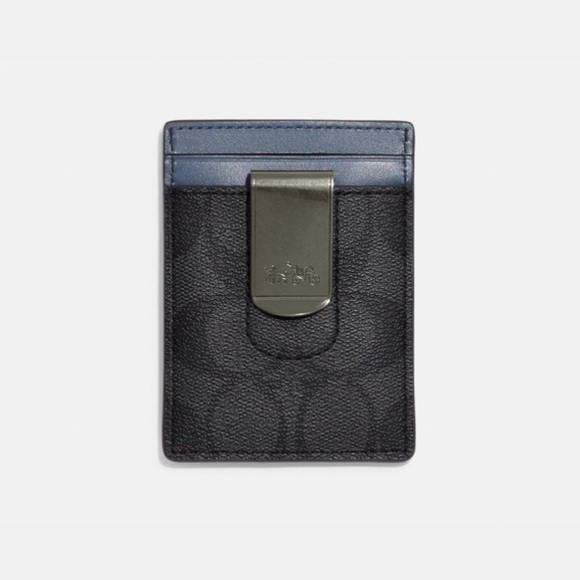 Coach Boxed Card Case and Clip Set Denim Charcoal - Picture 2 of 5